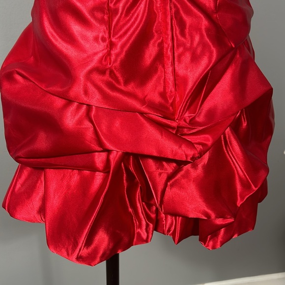 Gunne Sax Jessica McClintock Red Satin Strapless Dress Size 1 - Picture 10 of 11